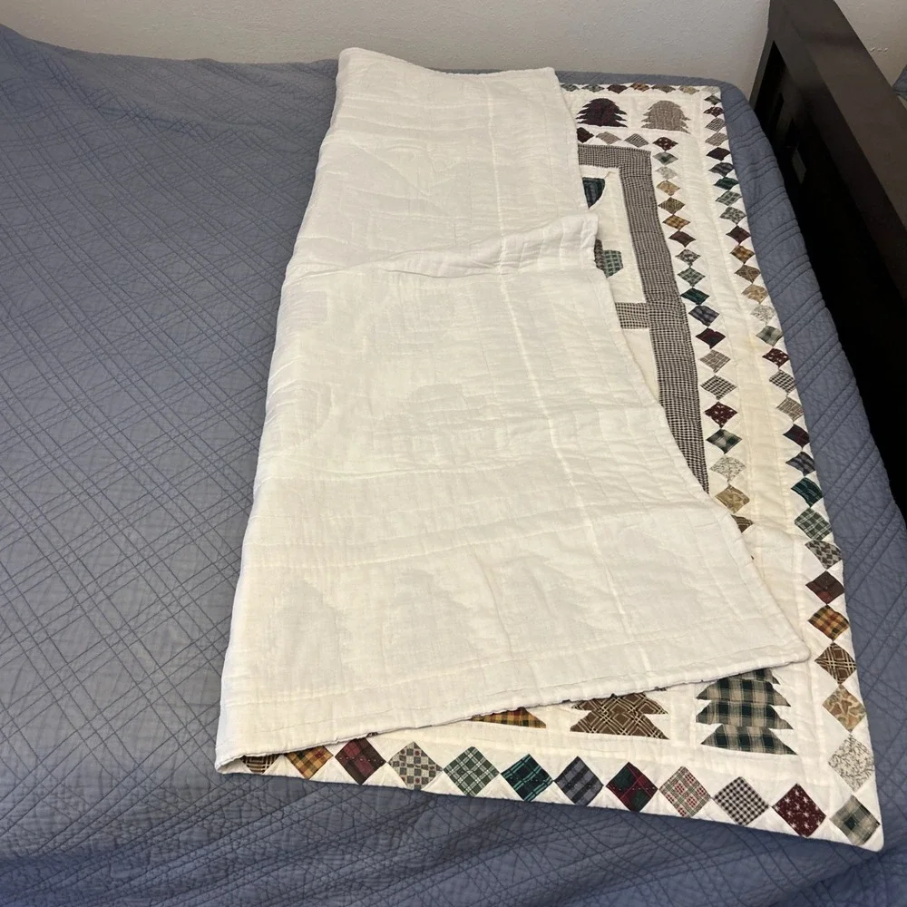 Patch‎ Magic North Woods Cabin Moose Applique Patchwork Quilt Throw 47x55